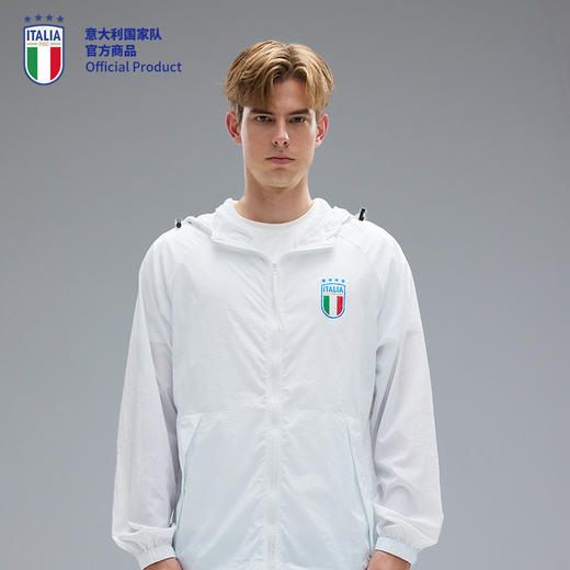 【官方正版】意大利国家队 | 白色拉链外套夏季防晒连帽款外穿 商品图1