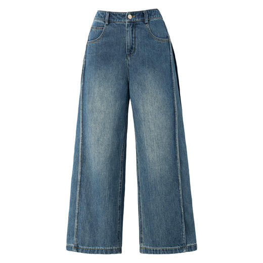 「自」全新升级【铂金会员220/天猫289/差价69】(13454)洛诗琳高级感阔腿牛仔裤2025新款天丝棉宽松复古高腰九分裤 商品图4