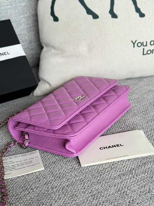 香奈儿woc链条包🉐️牛皮-紫色银扣（粗球纹） 商品图0