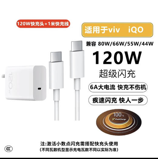 120W充电器头旅行充电头 快充vivo闪充X90手机充电头TYPEC插头/盒 商品图1