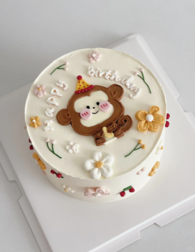 小猴子手绘卡通蛋糕-低糖处理无添加