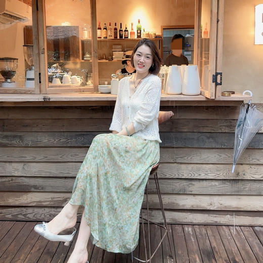 火桐hooton铂金系列 吉维尼花园 双层真丝乔其半身裙YT1039 商品图4