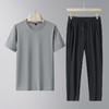 【超大码】【夏季套装】【DSK】大依优型大码冰丝短袖T恤长裤套装圆领时尚潮流宽松潮牌加肥加大上衣男士半袖 商品缩略图0