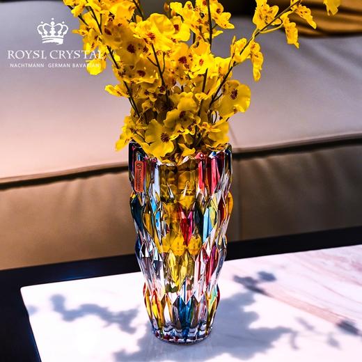 水晶玻璃手绘彩色花瓶轻奢家居花瓶摆件装饰波西米亚石英彩色花瓶26cm 商品图4
