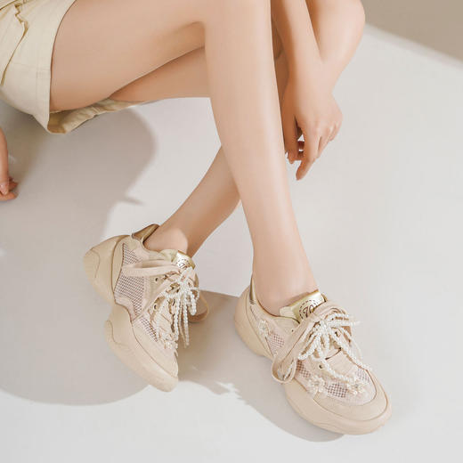 Westory2025年春季网纱镂空运动鞋板鞋系带花朵装饰深口鞋S25AM59441 商品图6