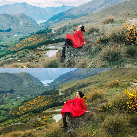 绽放420朵/限量复活款·2014亚麻圆领塔克捏褶大摆九分袖连衣裙女 商品图3