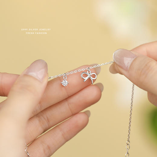【蝴蝶微微】S999纯银小流苏蝴蝶结手链【YXS-L1047】 商品图3