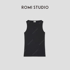 ROMI STUDIO“简约优雅”轻盈柔软一字领高弹力罗纹背心 RWCSSH2371