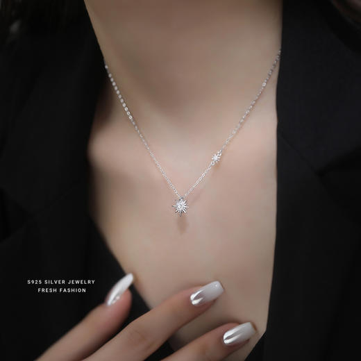 【星芒之花】S925纯银星芒太阳花吊坠项链【YXS-A4375】 商品图2