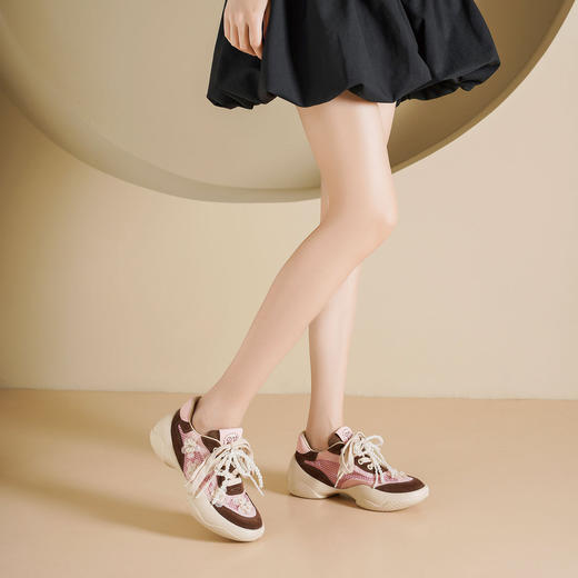 Westory2025年春季网纱镂空运动鞋板鞋系带花朵装饰深口鞋S25AM59441 商品图5