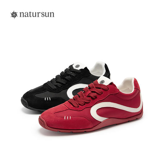 natursun复古德训鞋女冬季新款薄底鞋轻便运动百搭休闲鞋女鞋N25490330 商品图4