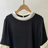 【à perles】法式优雅，黑白撞色5分袖真丝短袖【现货】 商品缩略图3
