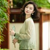 西子/青竹新雨桑蚕丝12姆米提花34万针刺绣湖绿外套/WTYF053 商品缩略图1