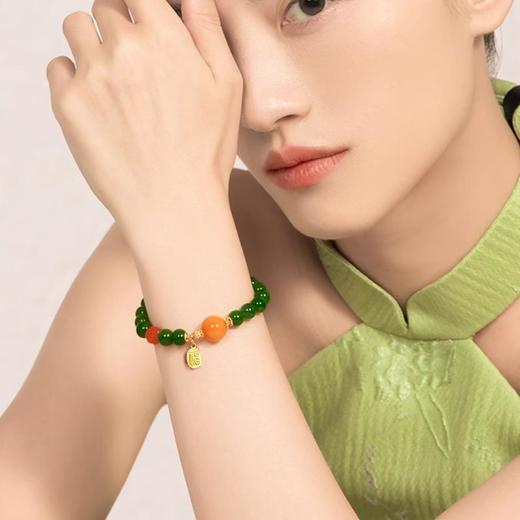 小福牌蜜蜡转运珠碧玉手串8mm 商品图1