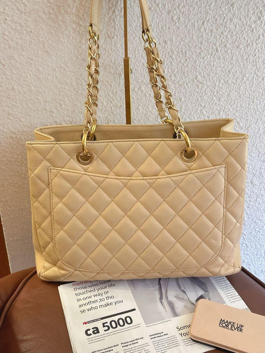 Chanel GST 荔枝纹牛皮 奶茶金 购物袋 商品图4