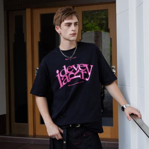 【明星同款】IDEVERRAY轻奢夏季纯棉复古休闲男女短袖字母t恤21MSL-TM912 商品图3