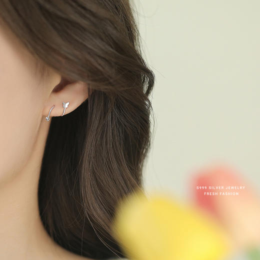 【蝴蝶绘迹】S999纯银螺旋曲线蝴蝶莫比乌斯耳钉【YXS-E5514】 商品图2