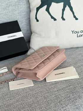 香奈儿woc链条包🉐️牛皮-粉色银扣（粗球纹）