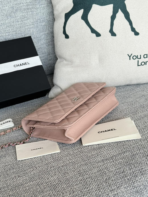 香奈儿woc链条包🉐️牛皮-粉色银扣（粗球纹） 商品图0