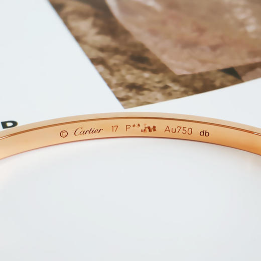【95新】Cartier卡地亚LOVE系列B604761718K玫瑰金窄版六钻LOVE手镯17号中性款现售价：30000！020725NJS01 商品图6
