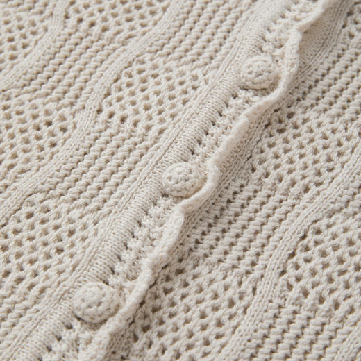 ROMI STUDIO“法式复古”手工钩织镂空棉质短款针织开衫 RWCRSZ3490 商品图4