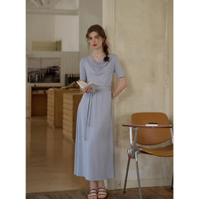 （小眠专属）SimpleRetro法式松弛拼接蕾丝荡领连衣裙女