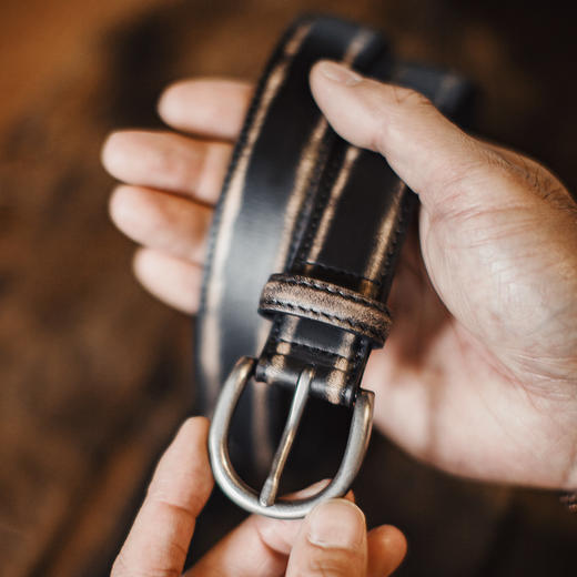 马登工装美式复古头层植鞣牛皮带腰带单针真皮扣头硬汉裤腰带男款 商品图0