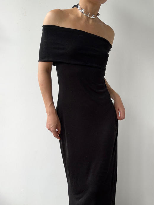 CG｜Carmen Dress [ 黑色针织一字肩连衣裙] 商品图5