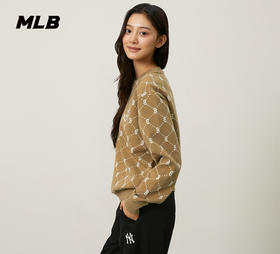 【L断码服】【微瑕，如无货做退款处理】MLB 老花系列24FW 满印老花休闲运动长袖套头圆领卫衣男女同款3AMTM1344