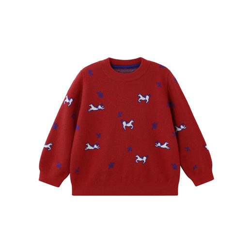 【高定系列】英氏儿童毛衣秋冬男女童童羊毛针织衫新年装羊绒毛衣 商品图4