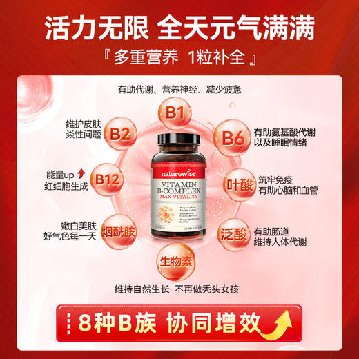 B族｜ naturewise牌 B族维生素 每天一粒 60/粒瓶 商品图1