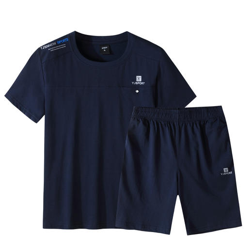 【夏季套装】【DSF】大依优型大码棉质短袖T恤短裤套装圆领时尚潮流宽松潮牌加肥加大上衣男士半袖 商品图0