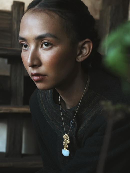 24k金如意树18k金镶嵌和田玉胸针吊坠两用款 商品图1