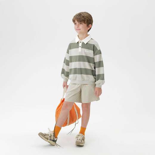 马克珍妮男童山系双色条纹polo领卫衣 儿童套头衫秋装新品551158 商品图1