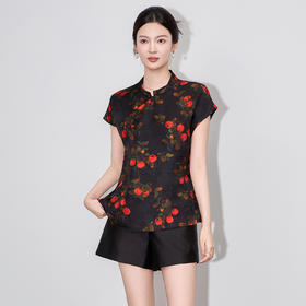 「高货wl」全新升级【铂金会员293/天猫389/差价96】(01120)洛诗琳夏季新款新中式国风香云纱立领旗袍扣复古上衣女