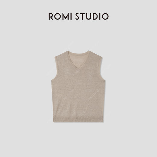 ROMI STUDIO“质感亚麻”100%欧洲进口亚麻V领针织背心 RWCRSZ3293 商品图0