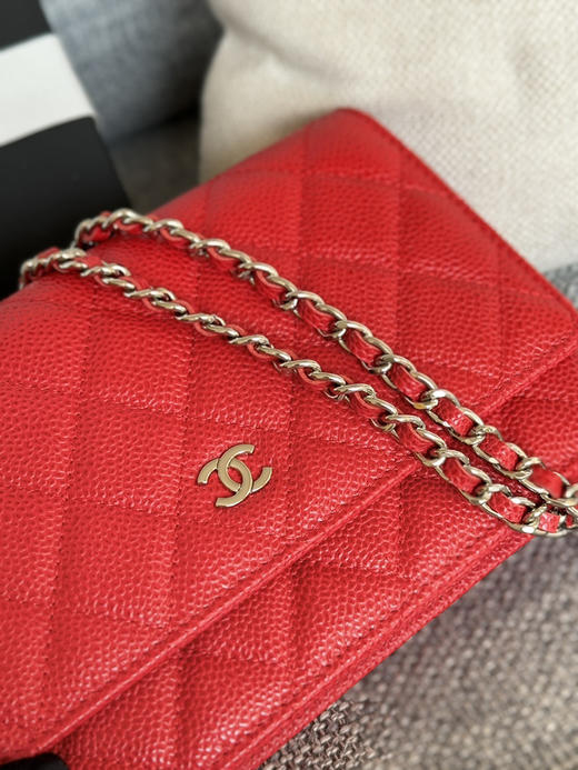 香奈儿woc链条包🉐️牛皮-红色银扣（粗球纹） 商品图1