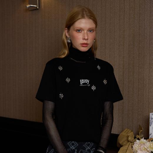 【女版型】IDEVERRAY 2025夏季新款韩系少女感减龄百搭圆领烫钻胶印短袖T恤潮25NV-ID25SSFAT3009 商品图4