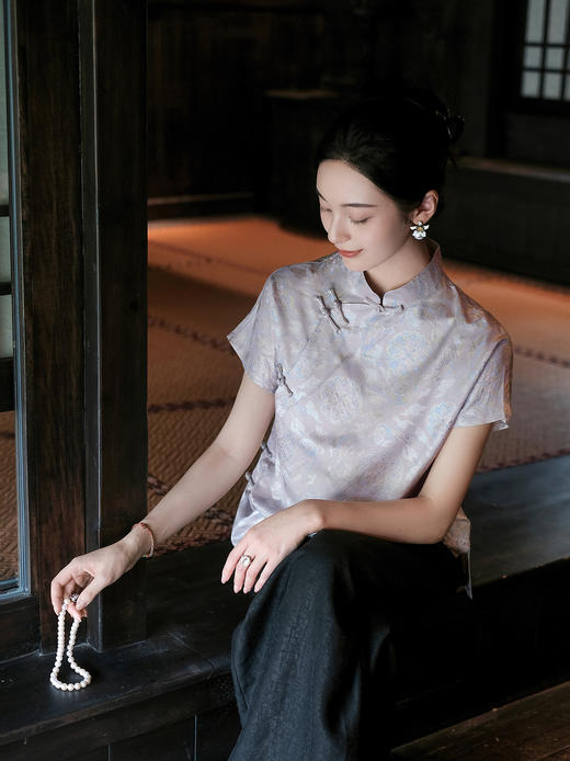 盛唐牡丹| 敦煌飞天兔异色罗上衣 商品图6