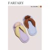 FARFARY 棉布格子布朗熊人字拖 商品缩略图3
