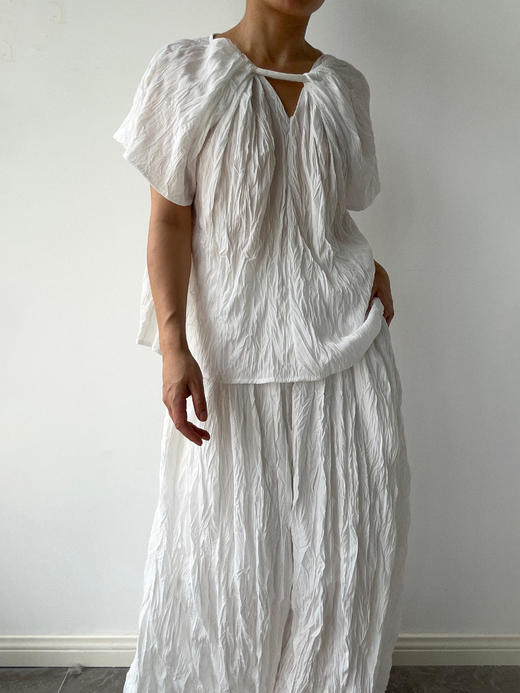 VC｜PF25018 Allie crinkled top [ 衬衫 墨绿 / 白 ] 商品图13