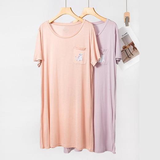 【好桑缘 】20年专业做蚕丝！2025女士蚕丝睡衣宽松舒适透气短袖印花桑蚕丝睡裙 商品图1