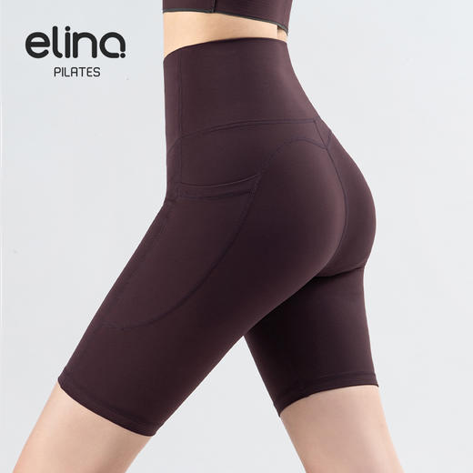 一恋普拉提 2025夏季新款弹力高腰裸感莱卡塑型侧口袋五分裤瑜伽短裤EMM5201 商品图4