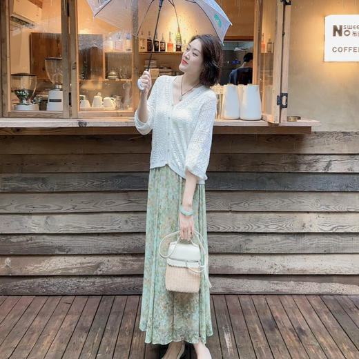 火桐hooton铂金系列 吉维尼花园 双层真丝乔其半身裙YT1039 商品图0