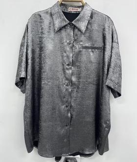 NC翻领宽松短袖衬衫（灰）夏季152540050321