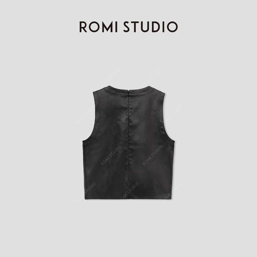 ROMI STUDIO 100%法国进口弹力绵羊皮轻薄短款皮背心 RWBWWT1478【发货时间：25-30天】 商品图1