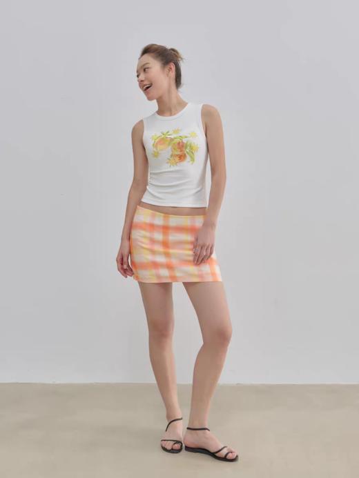 Evistub女装/E-5XDK462/莱赛尔夏日彩绘格纹短裙 商品图1