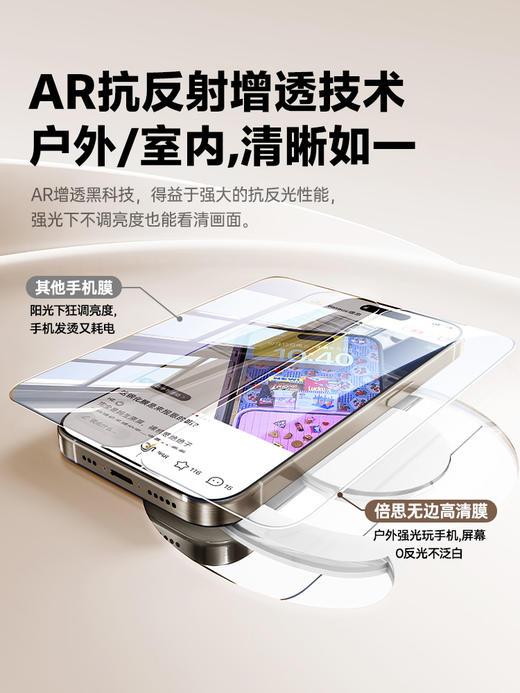 【拍2件58】倍思 全视系列 防窥 钢化膜 适用iPhone 15/16/17系列 商品图6