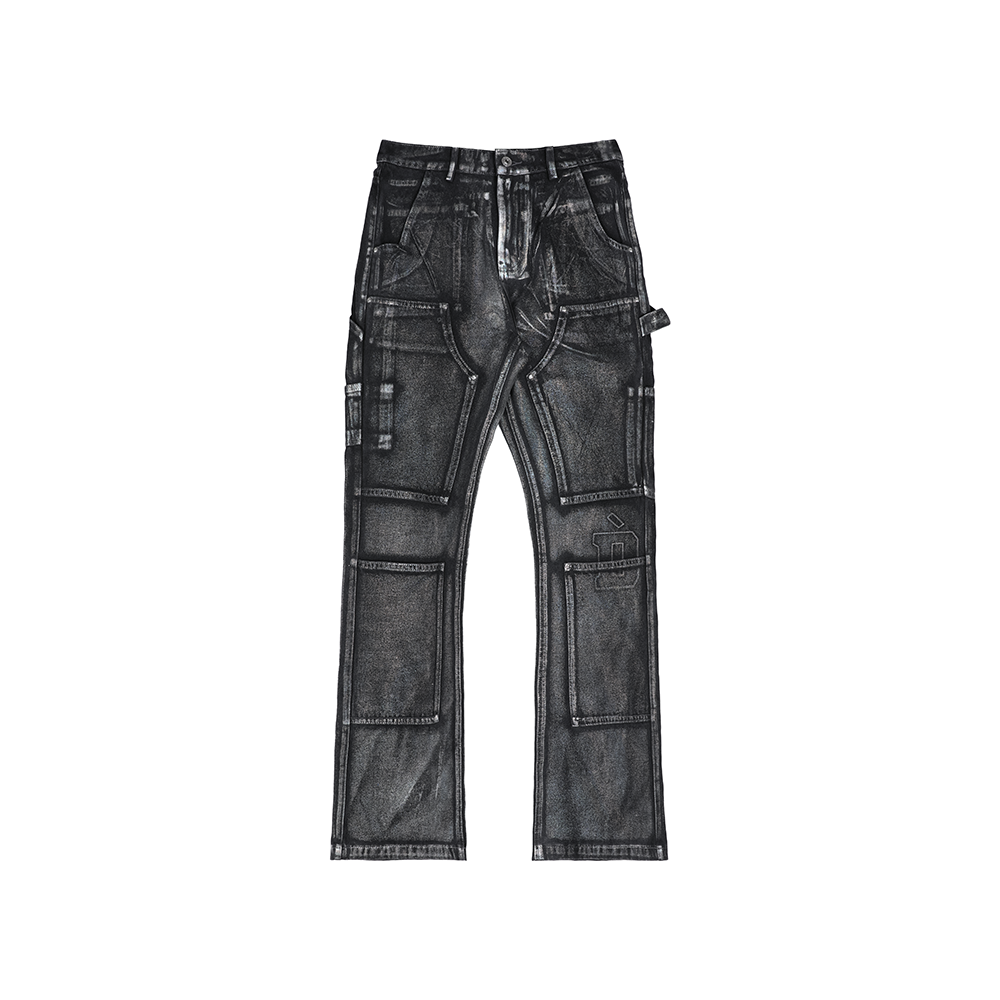 D.Desirable幻彩双膝堆堆微喇牛仔裤