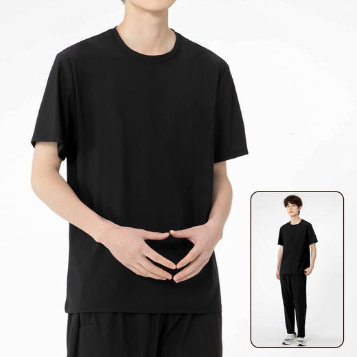 【超大码】【夏季套装】【DSK】大依优型大码冰丝短袖T恤长裤套装圆领时尚潮流宽松潮牌加肥加大上衣男士半袖 商品图2